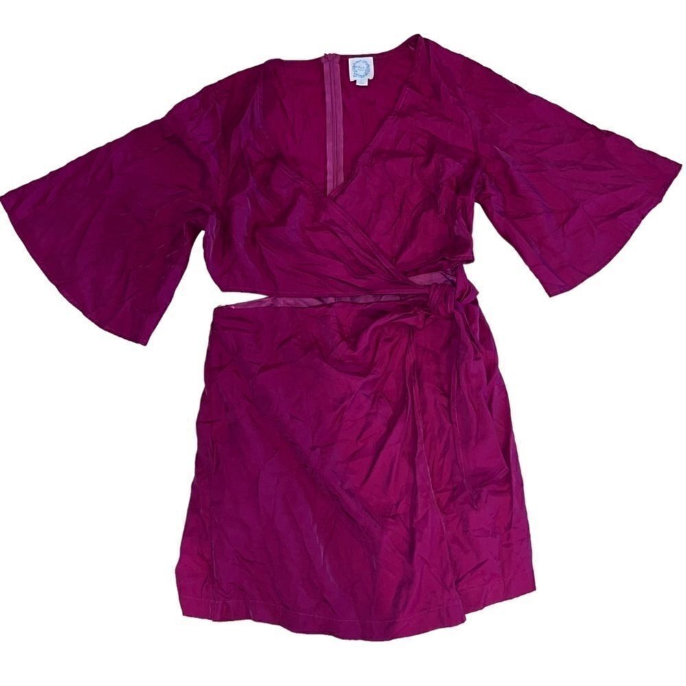 Blue Rain Magenta Cut-Out Wrap Dress